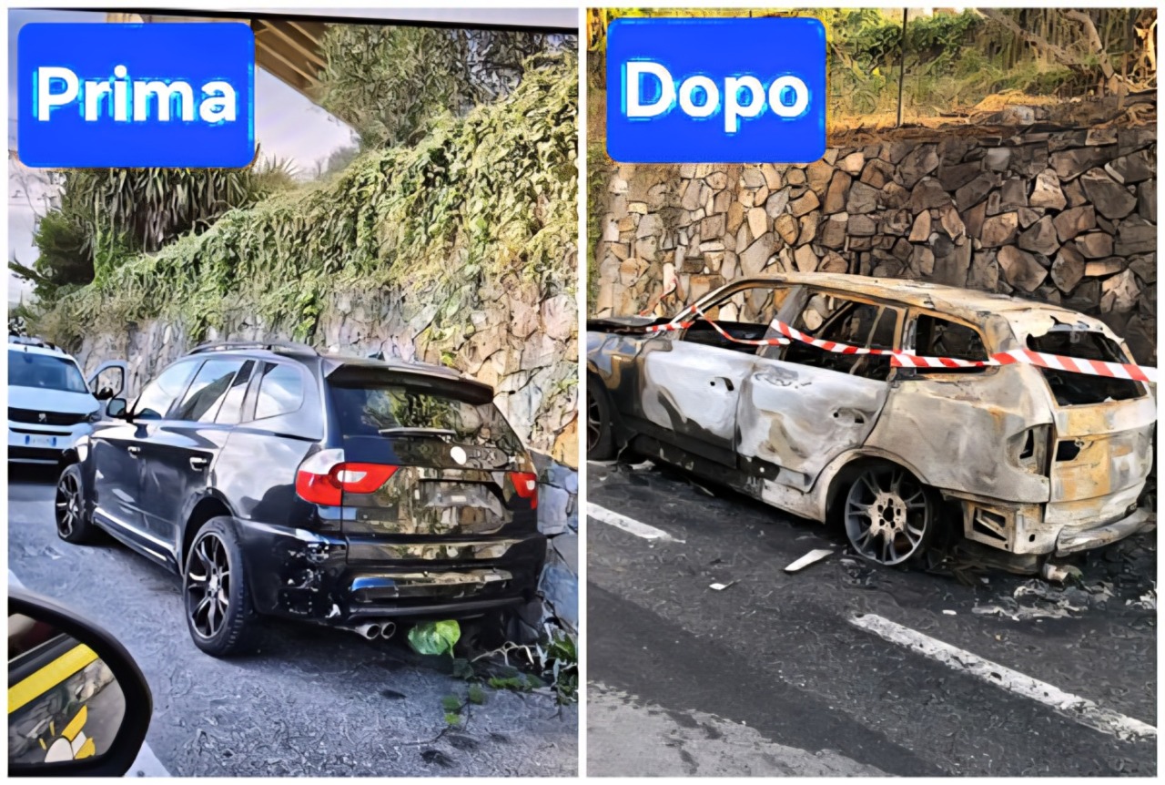 La BMW data alle fiamme era lì da oltre due mesi. La protesta di un residente: “Avvertiti i Vigili, nessuno è intervenuto”