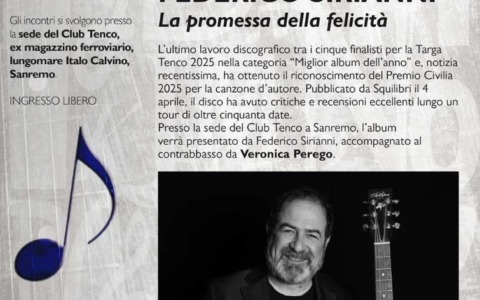 Federico Sirianni presenta “La promessa della felicità” al Club Tenco