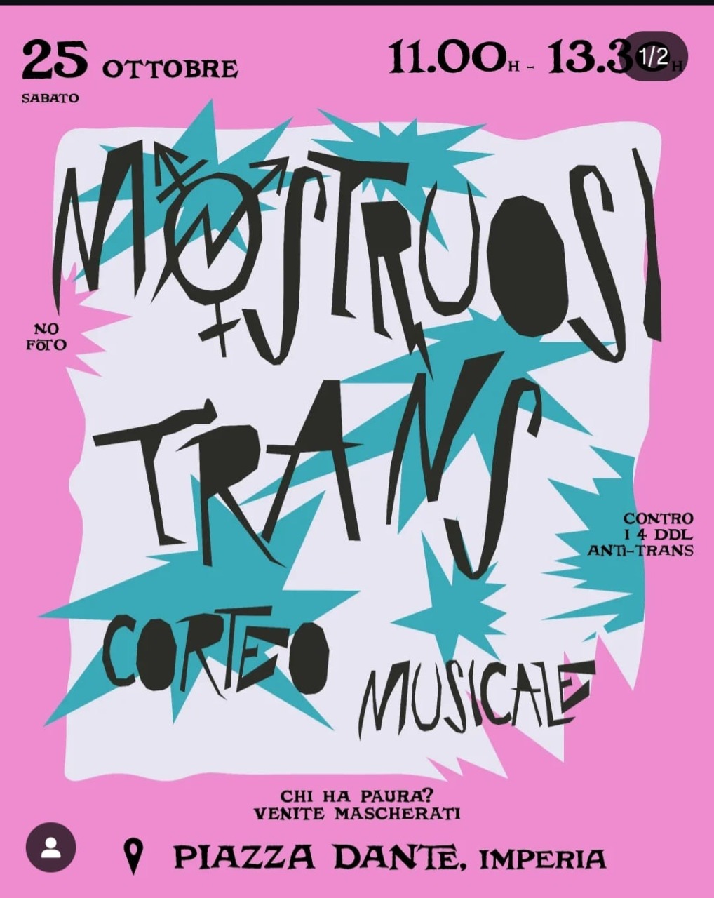 A Imperia una manifestazione in difesa dei diritti di transgender e Lgbt+