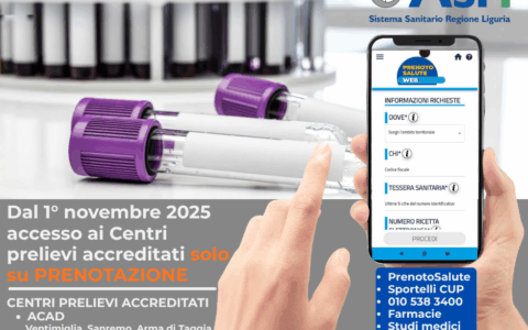 Prelievi, ora necessaria prenotazione anche presso i centri accreditati Asl