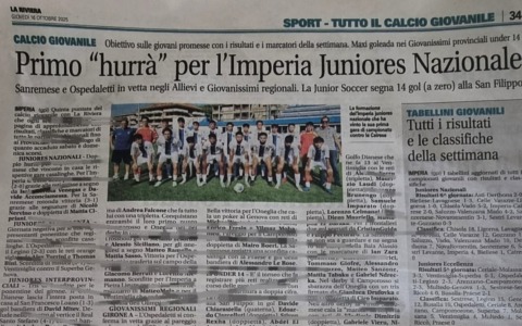 Il calcio giovanile del ponente su La Riviera in edicola