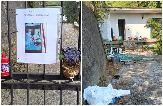 Morte di Federico Bevilacqua, la sua foto e un mazzo di fiori sul cancello di casa. Sabato la recita di un rosario