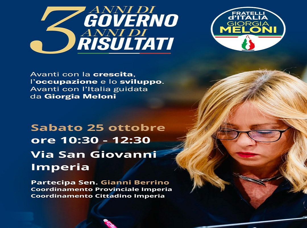 Tre anni di governo: banchetti di Fdi in provincia