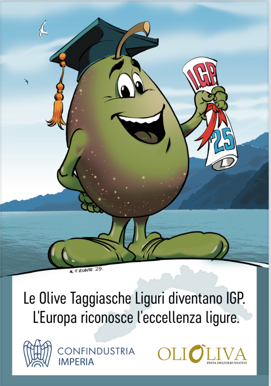 Confindustria Imperia presenta la mascotte dell’Oliva Taggiasca IGP