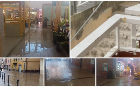 Riviera sotto al temporale: fiumi d’acqua per le strade (e nel Mercato Annonario di Sanremo) – IL VIDEO