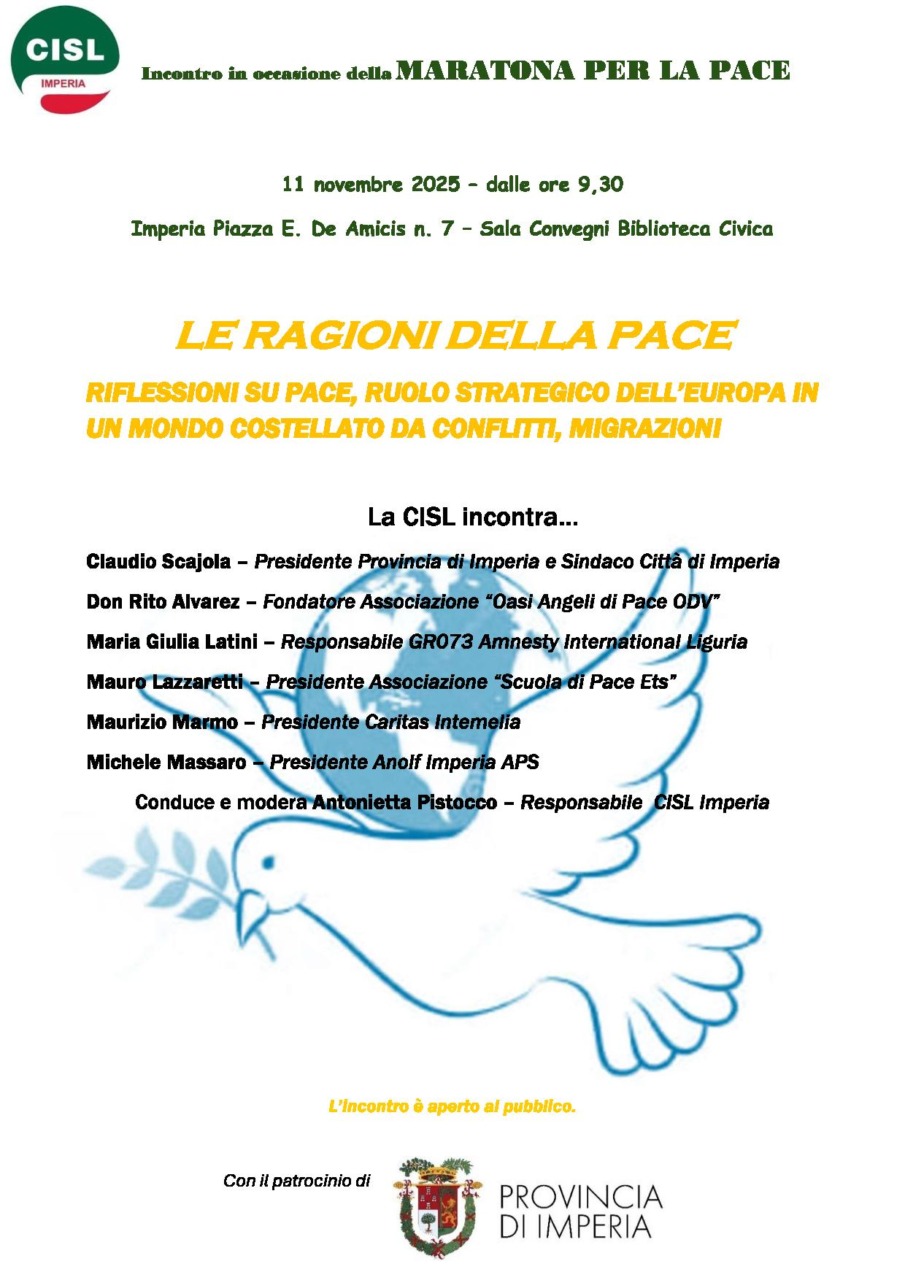 Le ragioni della Pace: incontro promosso dalla Cisl