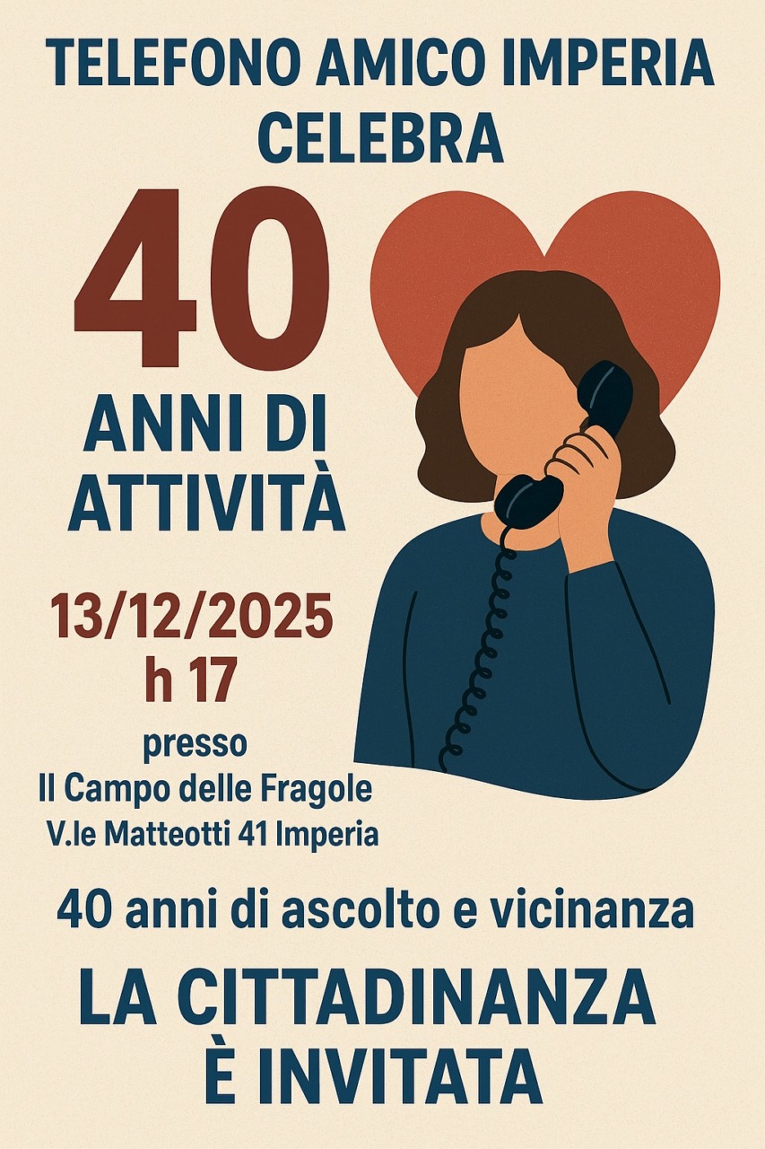 I 40 anni del Centro Ascolto telefono Amico di Imperia
