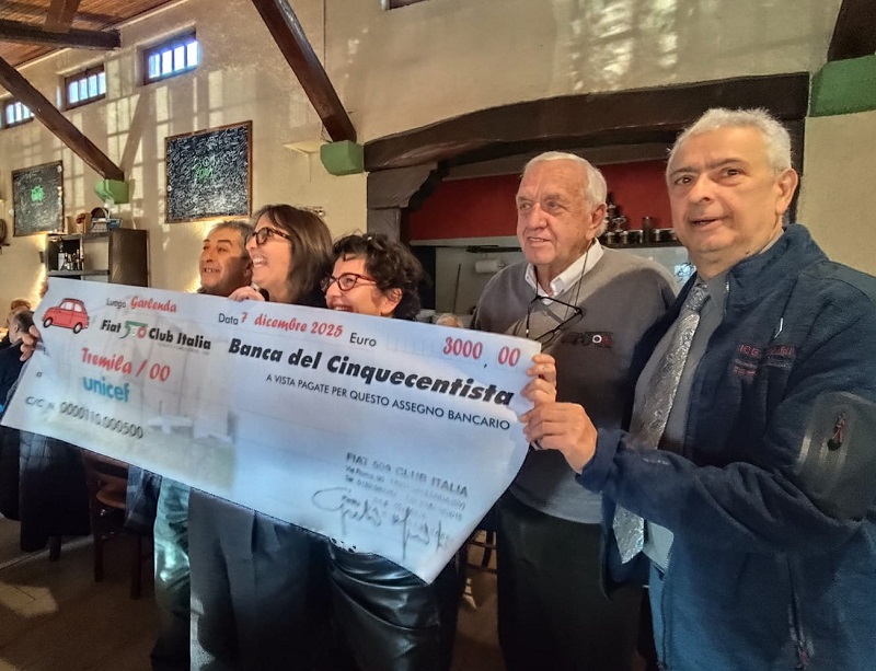 Dal Fiat 500 Club Italia 3000 euro all’Unicef di Imperia