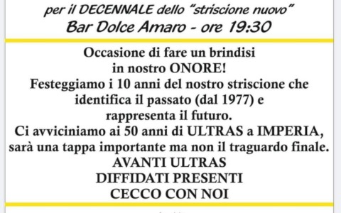 Ultras Imperia, festa per i dieci anni dello striscione “nuovo”