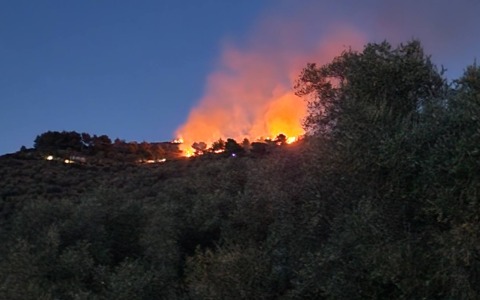 Bruciano le alture di Civezza: vigili del fuoco e volontari in azione