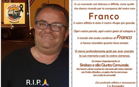 Lutto cittadino a Turi per Franco Ventrella il camionista morto a Lucinasco. La lettera della sorella