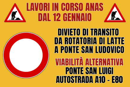 Da lunedì chiusa l’Aurelia da Latte al Confine