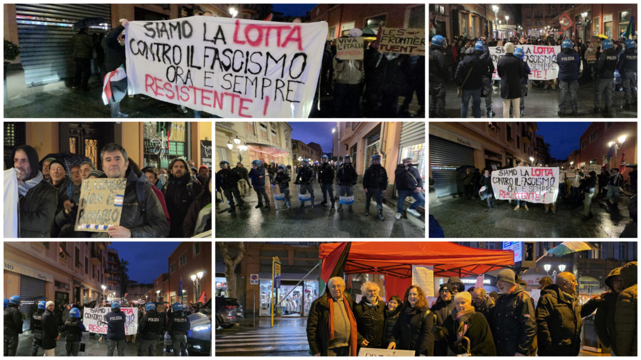 Progressisti in piazza in attesa del generale Vannacci a Ventimiglia