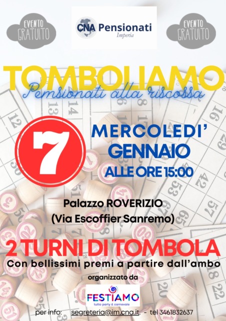 Torna “Tomboliamo”: gioco, socialità e sostegno al territorio con CNA Pensionati