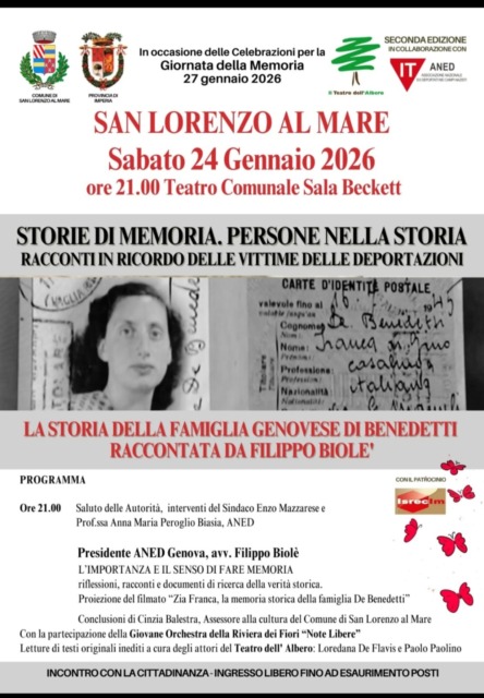 Giorno della Memoria, tante iniziative in programma in provincia di Imperia