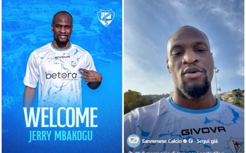 La Sanremese presenta Jerry Mbakogu.  Il saluto dell’attaccante ai tifosi biancazzurri