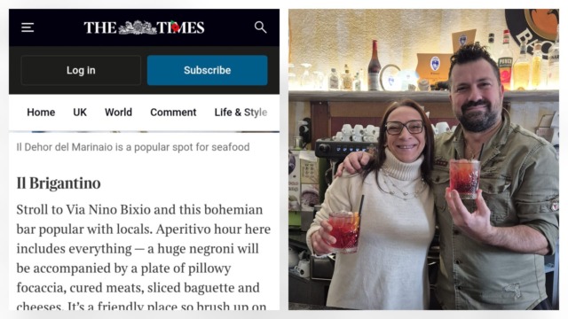Il Negroni del Brigantino (e la città di Sanremo) sul Times