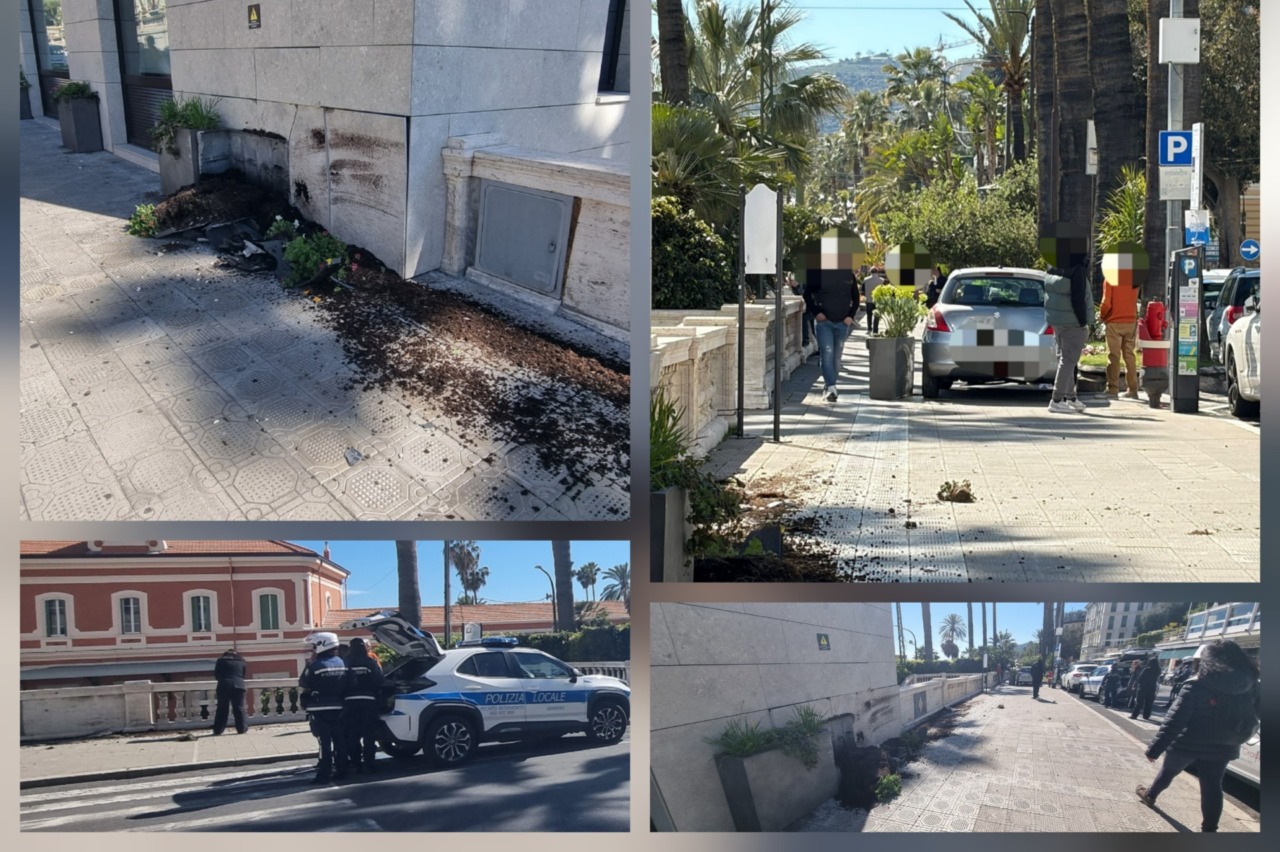 Centra una fioriera con l’auto e la trascina sul marciapiede