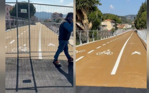 Ops! Chi ha progettato la ciclabile a Diano? La pista pedonale è disegnata al contrario e non si incontra – IL VIDEO