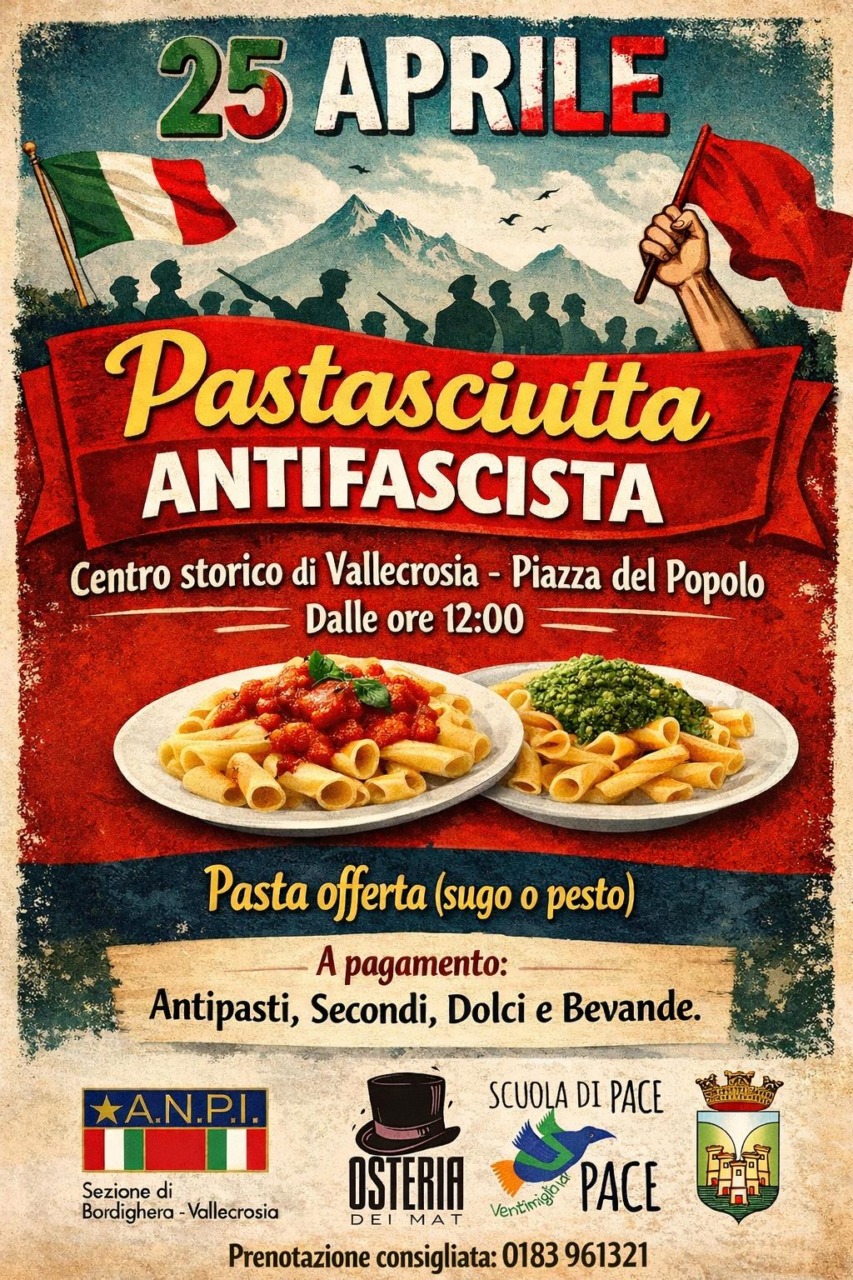 Per il 25 Aprile, la pastasciutta antifascista a Vallecrosia