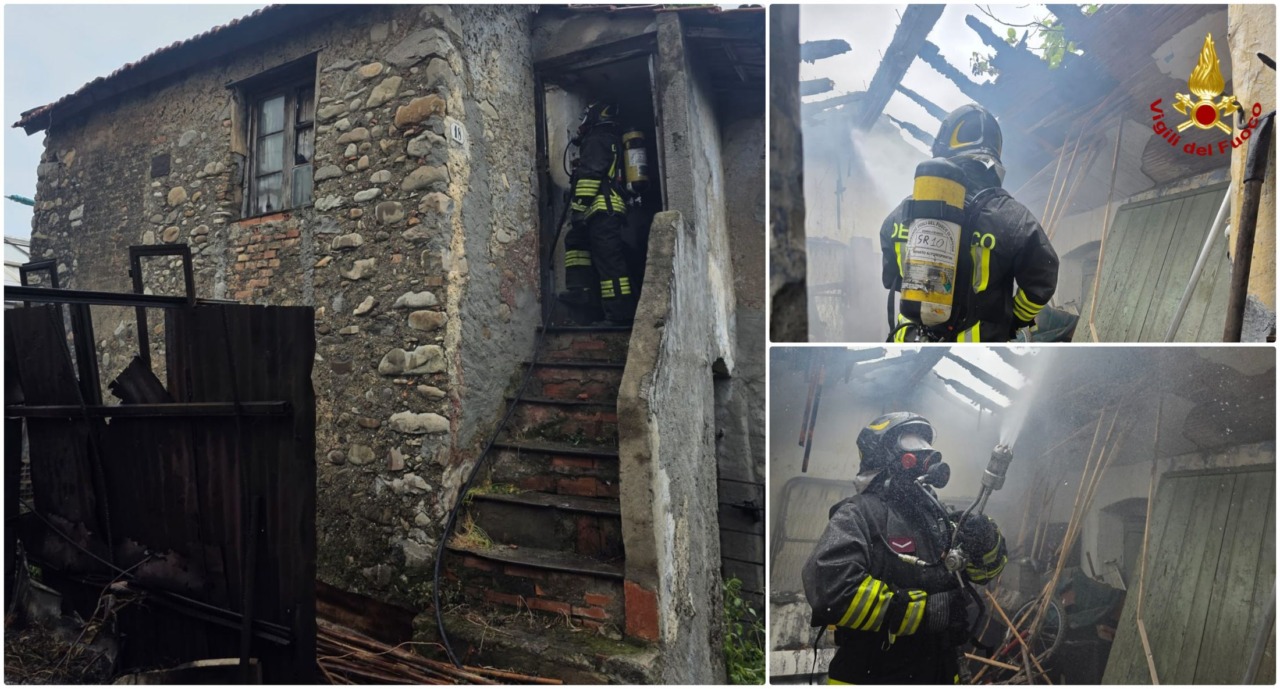 Incendio in un casa rurale a taggia, intervengono i vigili del fuoco