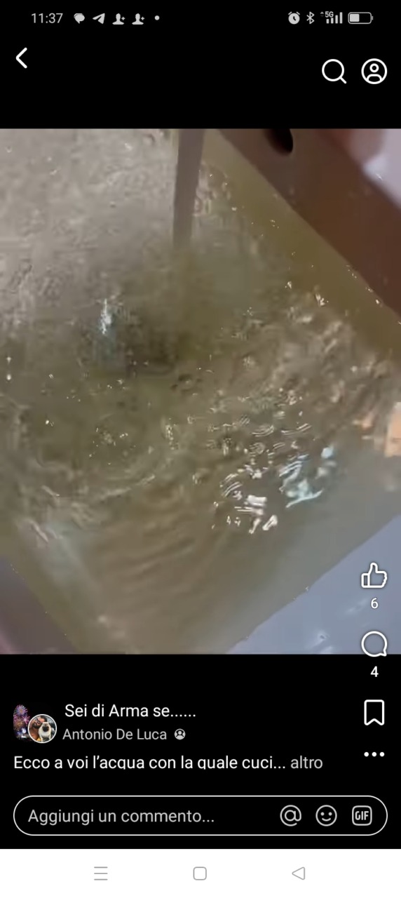 Acqua marrone a Taggia. L’avviso del comune
