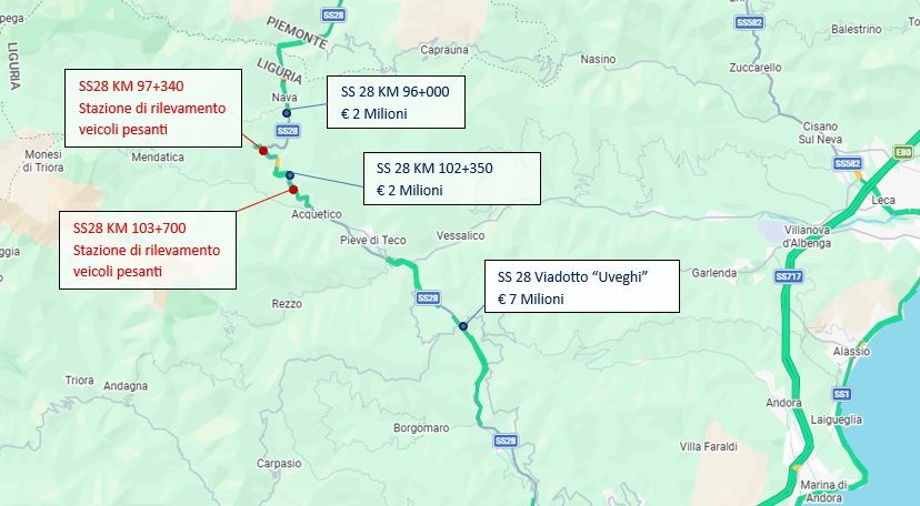 Statale 28, al via interventi su viadotto Pieve di Teco e nuova videosorveglianza