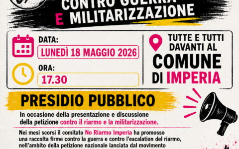 Comitato No Riarmo Imperia chiede mozione contro la militarizzazione