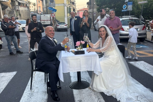 Il senatore FdI Gianni Berrino e Manuela Sasso (Sindaco di Molini di Triora) oggi sposi. Cena glamour a Villa Nobel