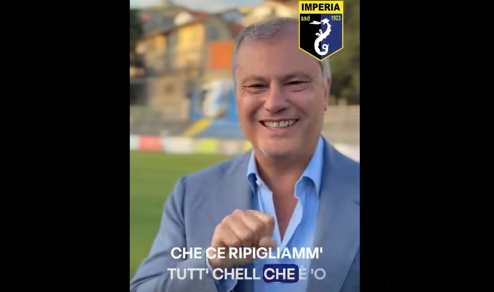Lo “spot” napoletano del neo presidente dell’Imperia Calcio Giuseppe D’Onofrio: “Ce ripigliamm’ tutt’ chell’ che è o’  nuost'”