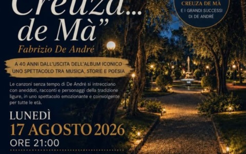 A Bordighera uno spettacolo in omaggio a Fabrizio De André