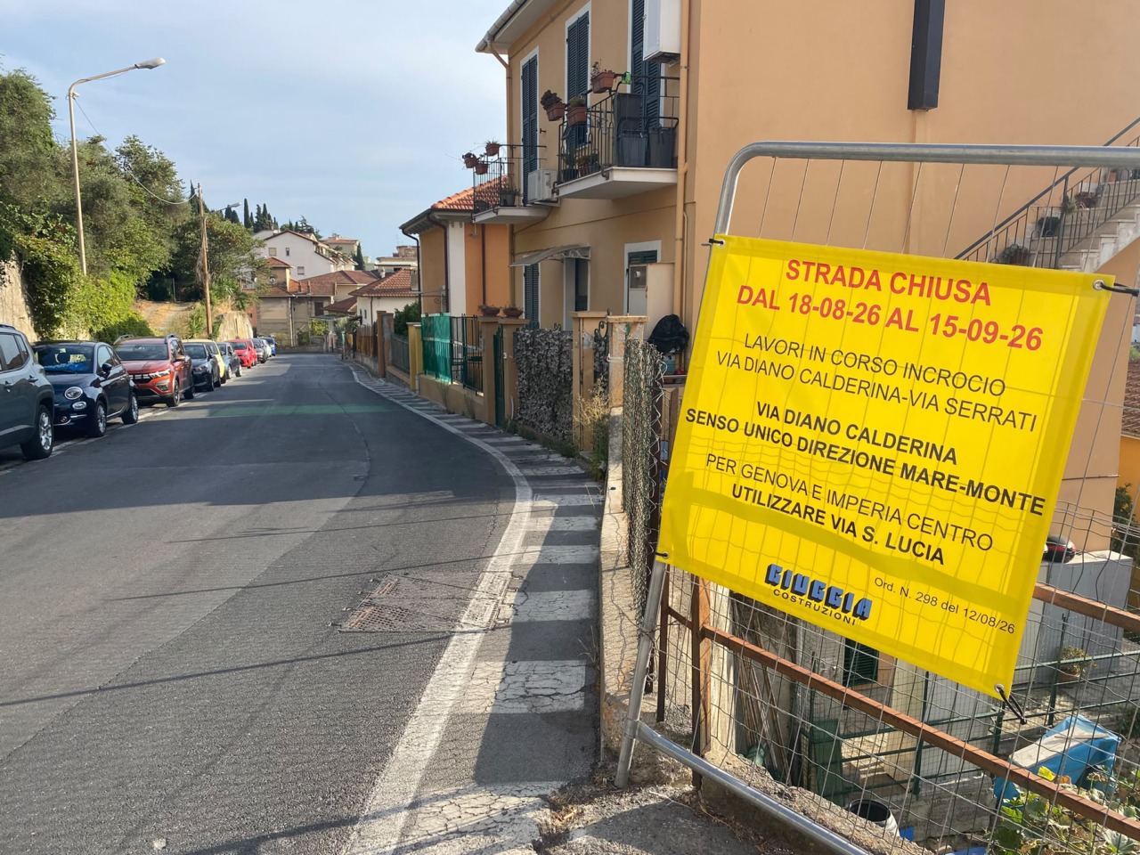Da domani cambio di viabilità a Imperia per lavori rotatoria tra via Serrati e Diano Claderina