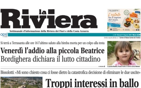 Non perdete il nuovo numero de La Riviera in edicola: i retroscena dell’affaire Aurelia Bis, Bordighera blindata per l’addio a Beatrice e tante altre notizie della provincia di Imperia