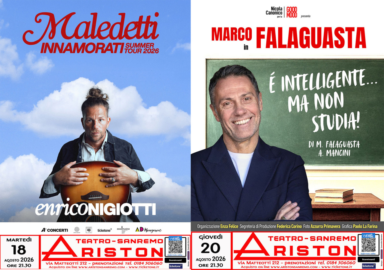 Due nuovi appuntamenti nel cartellone estivo del Teatro Ariston di Sanremo