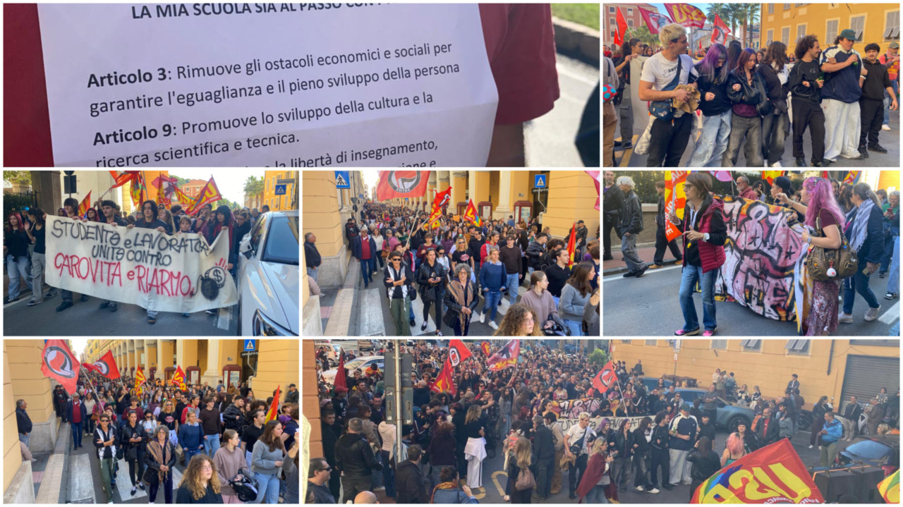 Oltre 500 tra studenti e lavoratori in piazza a Imperia  contro il riarmo e per la scuola sicura