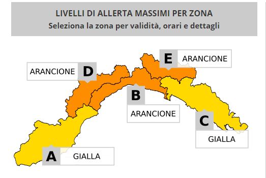 Meteo: domani allerta gialla sulla Riviera dei Fiori